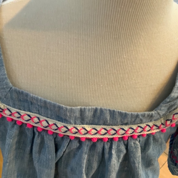 Cat & Jack Blue Square-Necked Dress with Embroidery - Picture 2 of 6